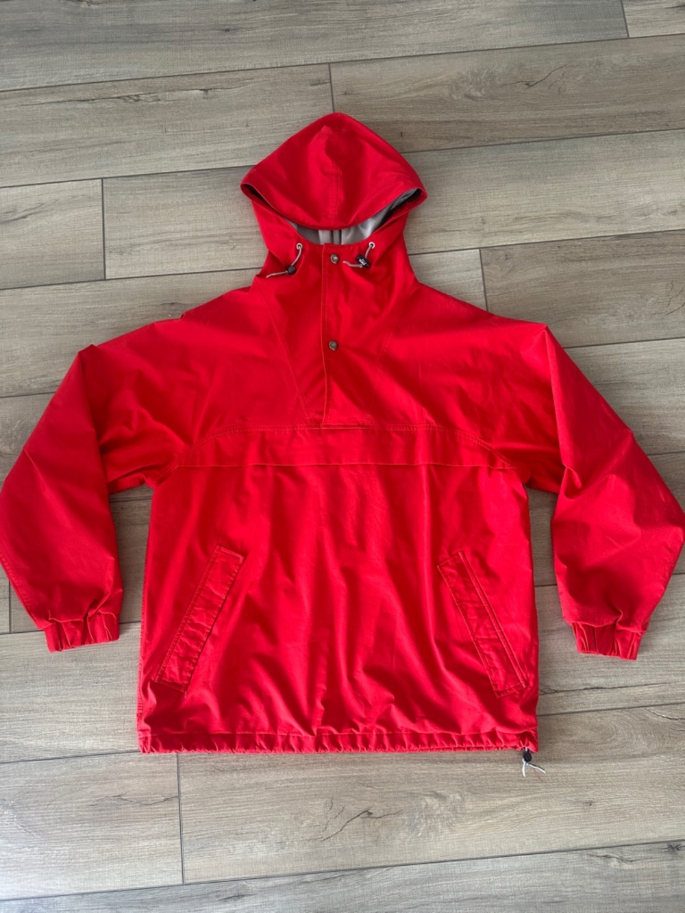Vintage Woolrich Teton Red Hooded Pullover Anorak Rain Jacket - Size Medium